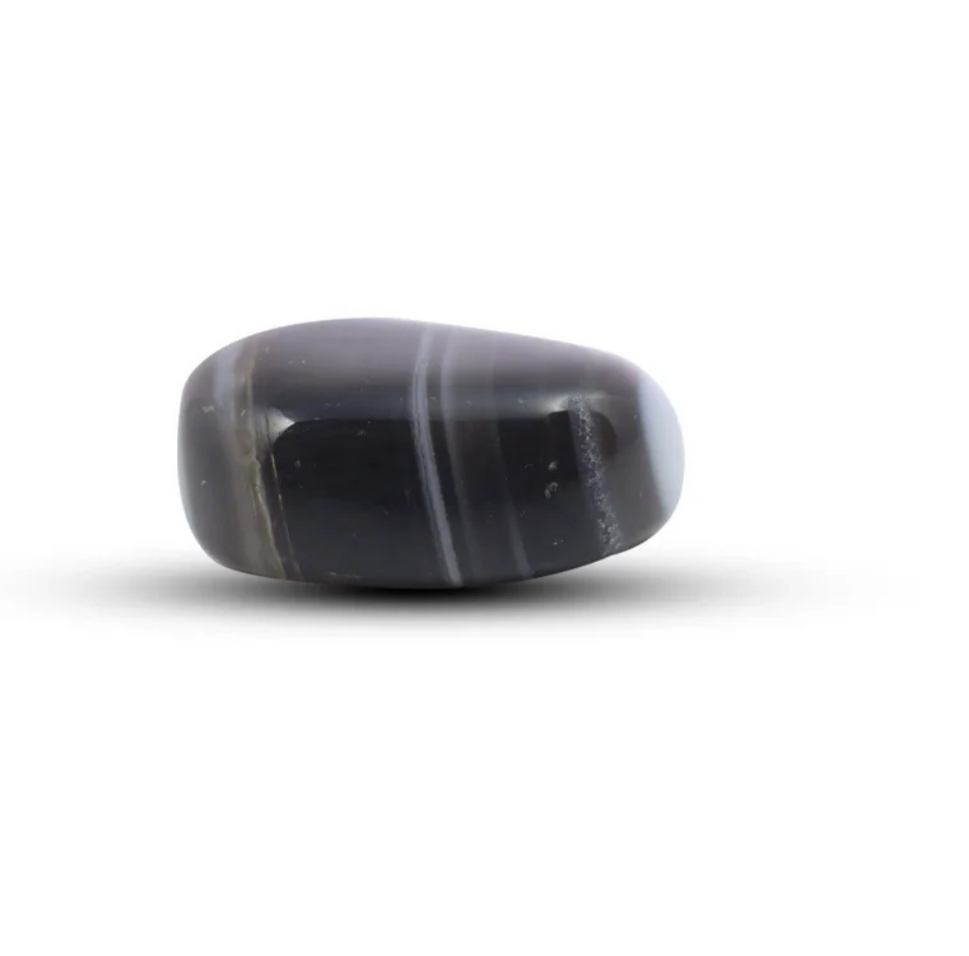 Polished black agate gemstone