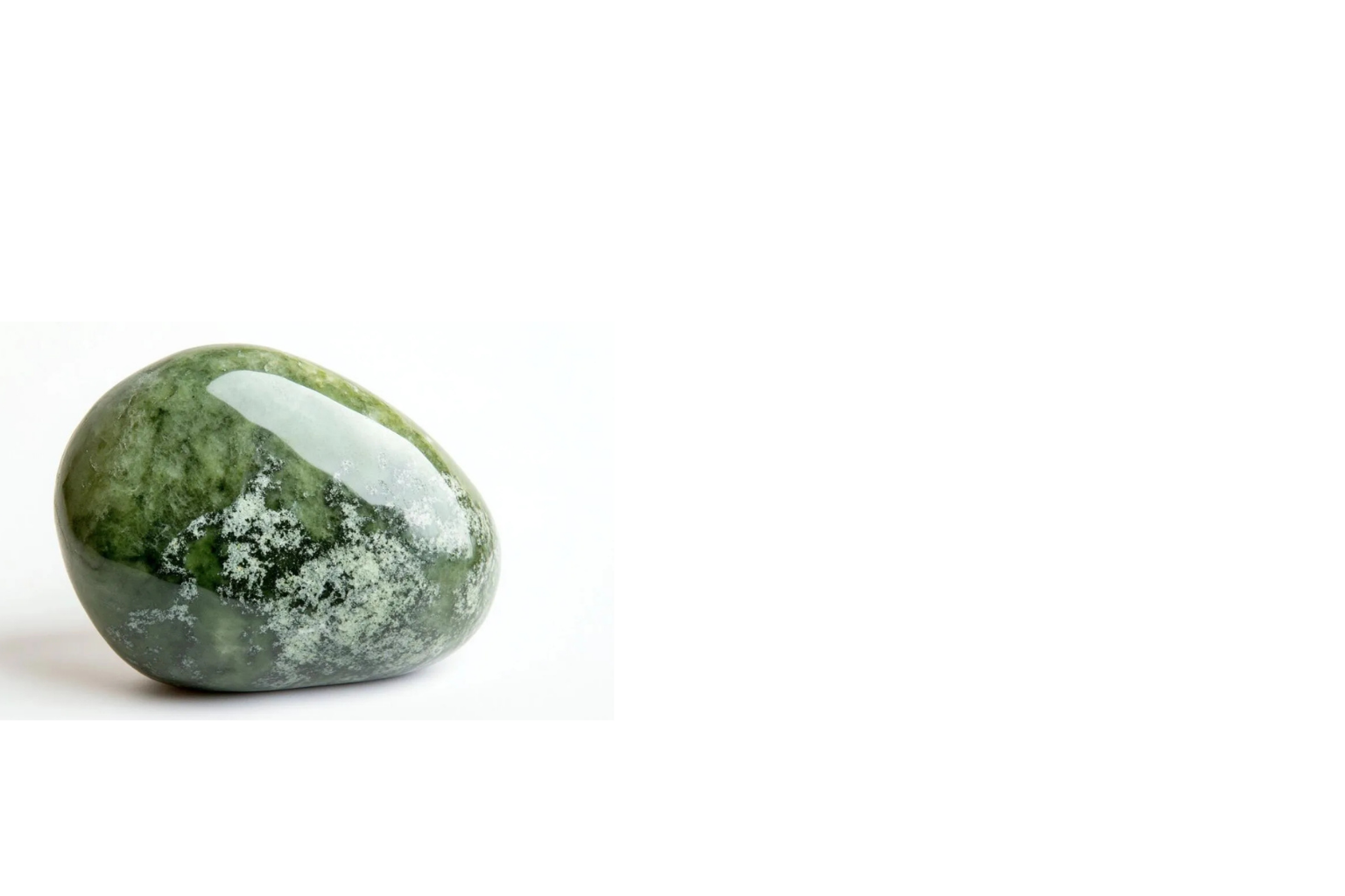 Polished green and white marble stone on white background