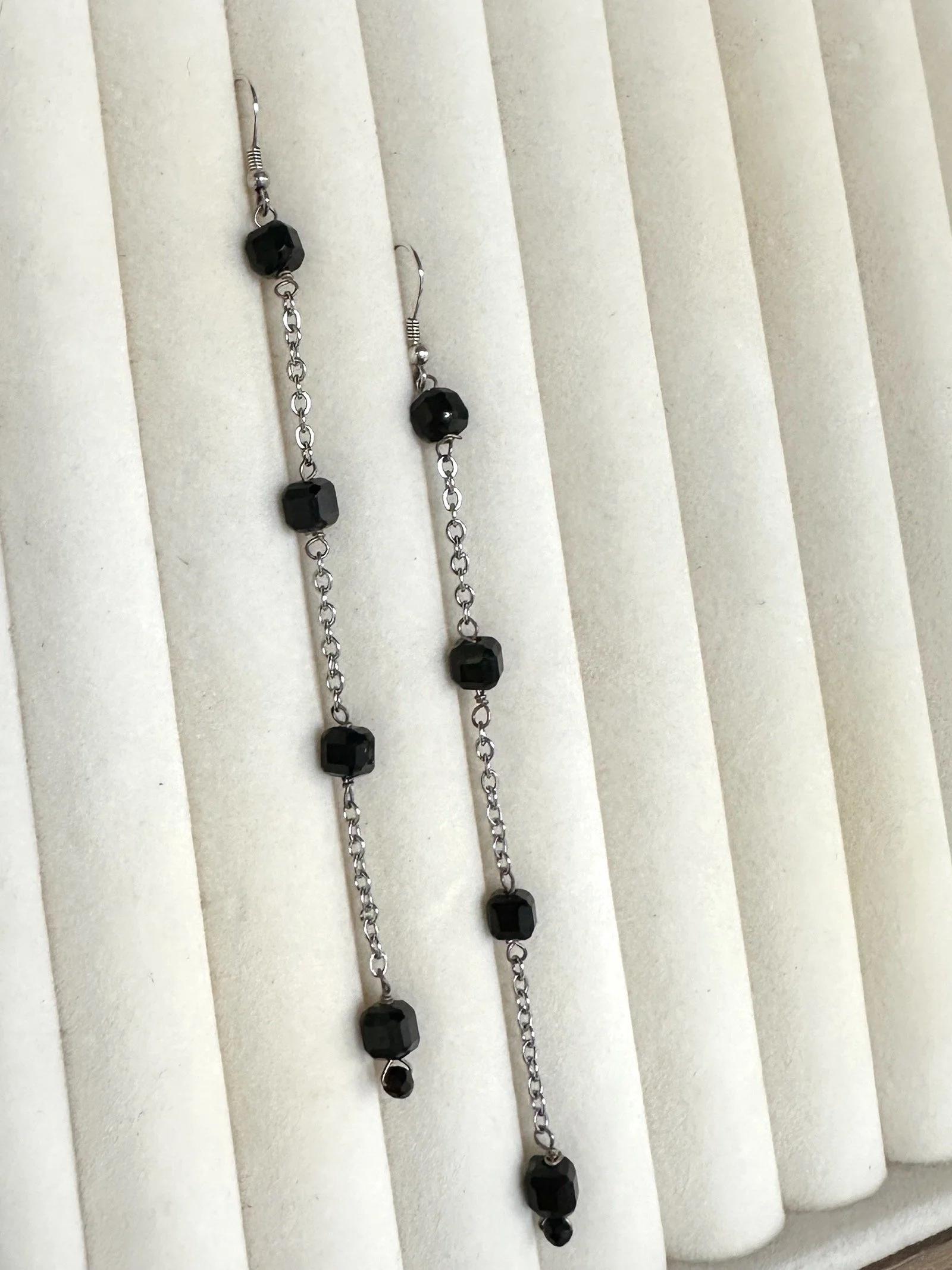 black-agate-sterling-silver-chain-earrings .JPEG