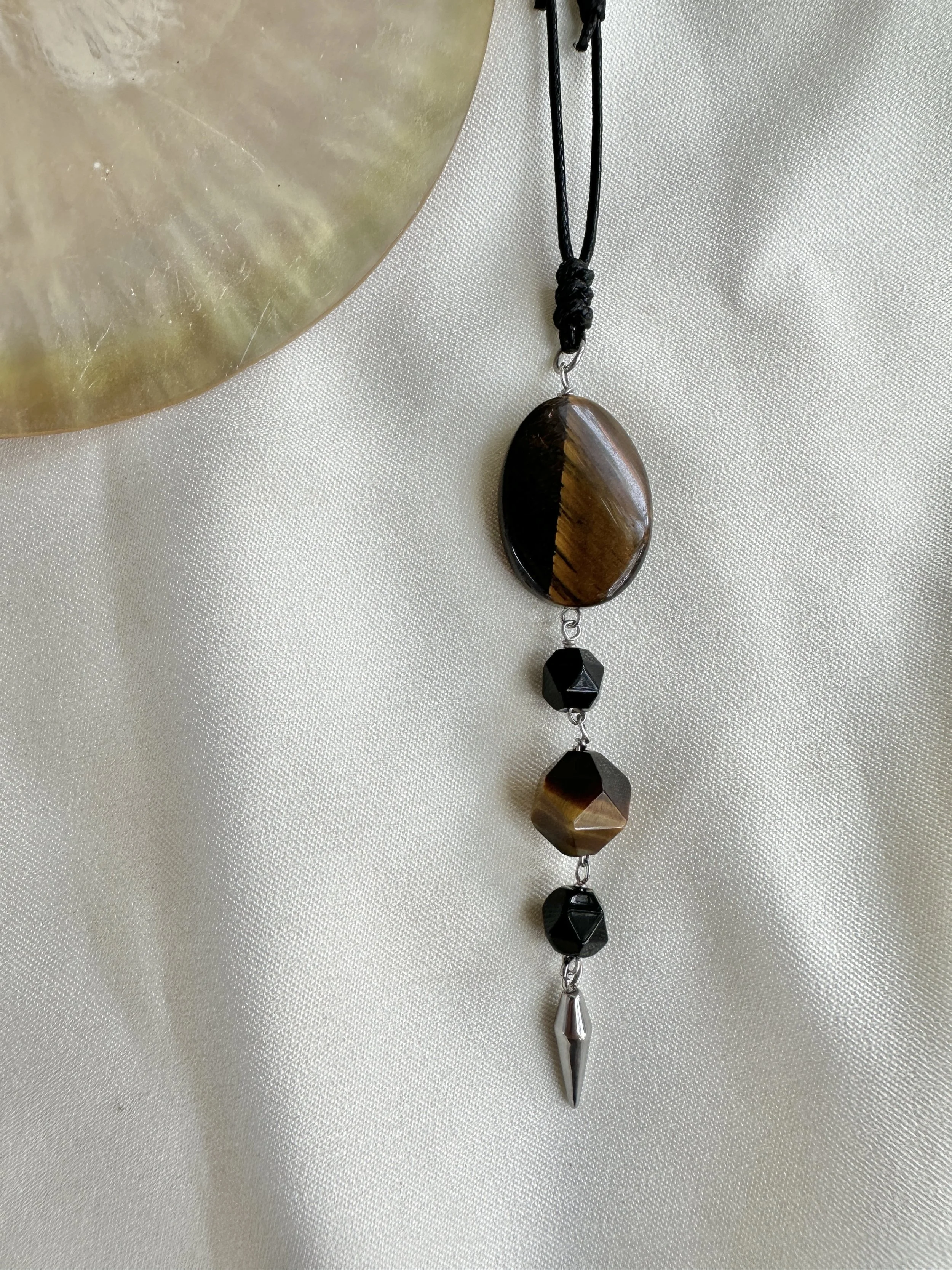Tiger Eye & Black Agate Necklace – Strength, Protection & Grounded Focus