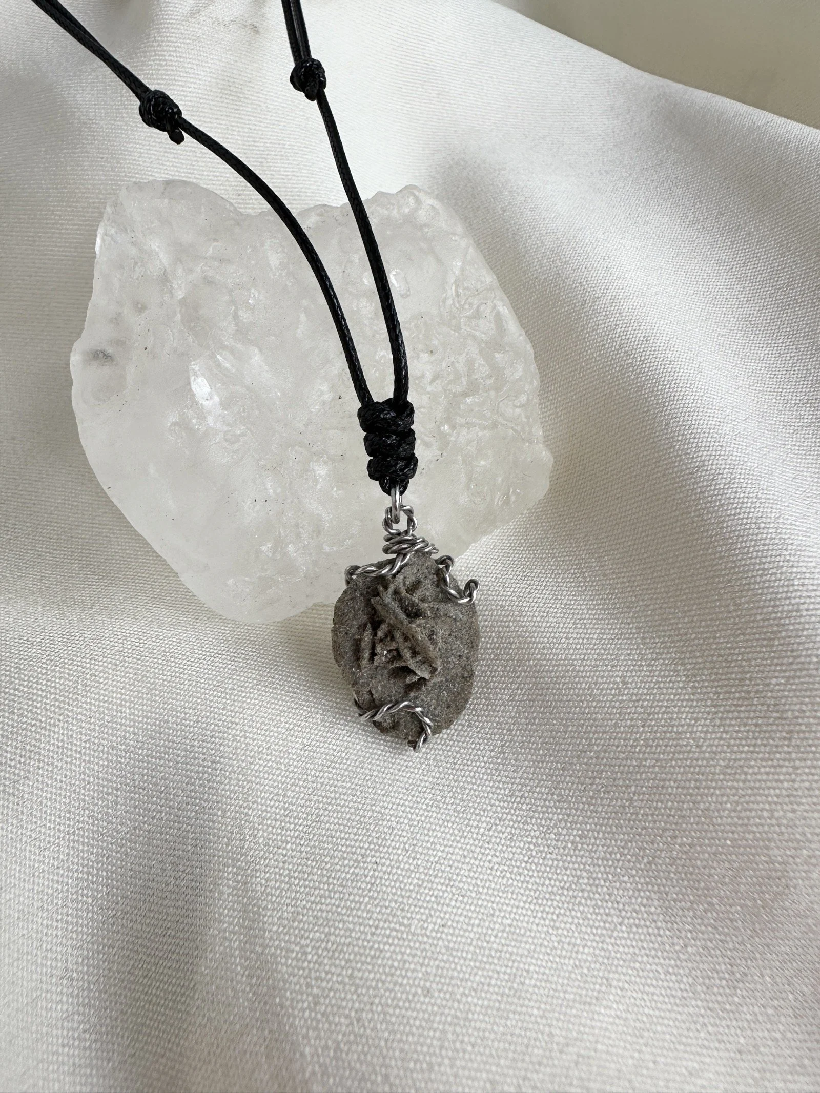 Handmade Desert Rose Crystal Pendant Necklace