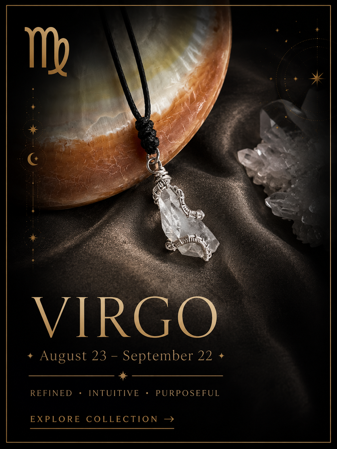 Carefully chosen gemstones reflecting Virgo wisdom, balance and thoughtful attention to detail.