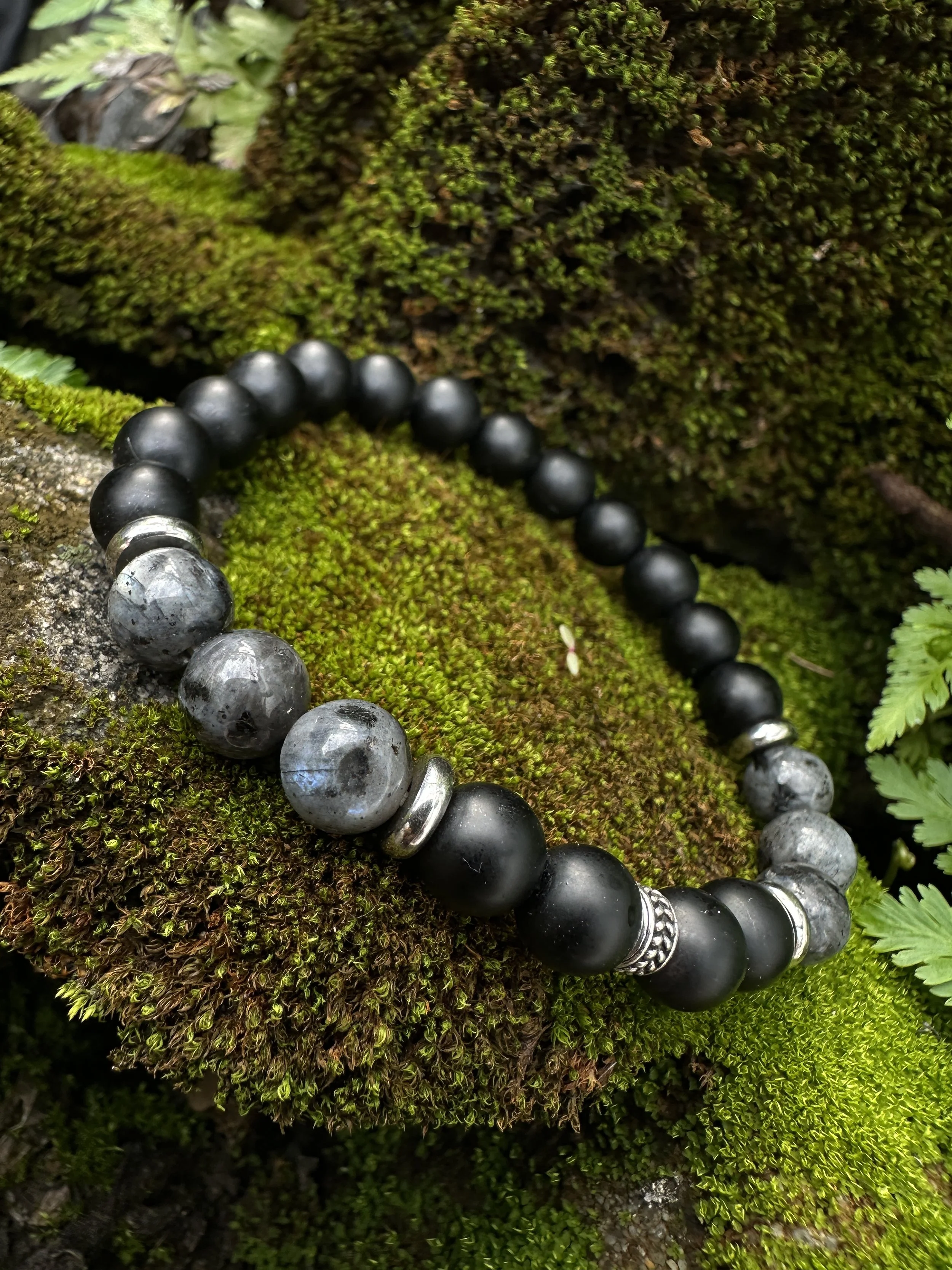 Labradorite & Black Agate Men’s Bracelet – Intuition & Protection