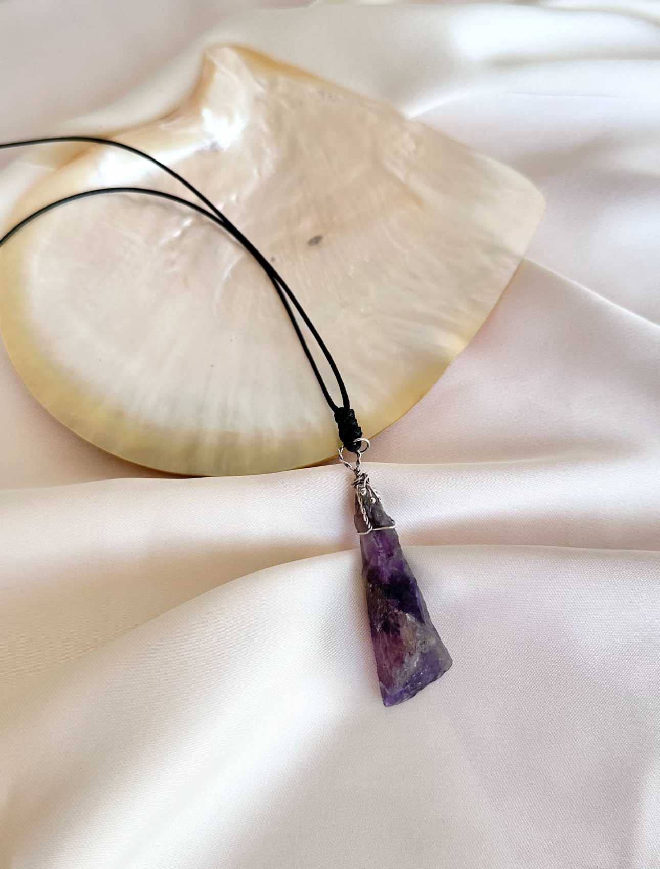 Raw Amethyst Necklace in Sterling Silver | Handmade Crystal Jewelry