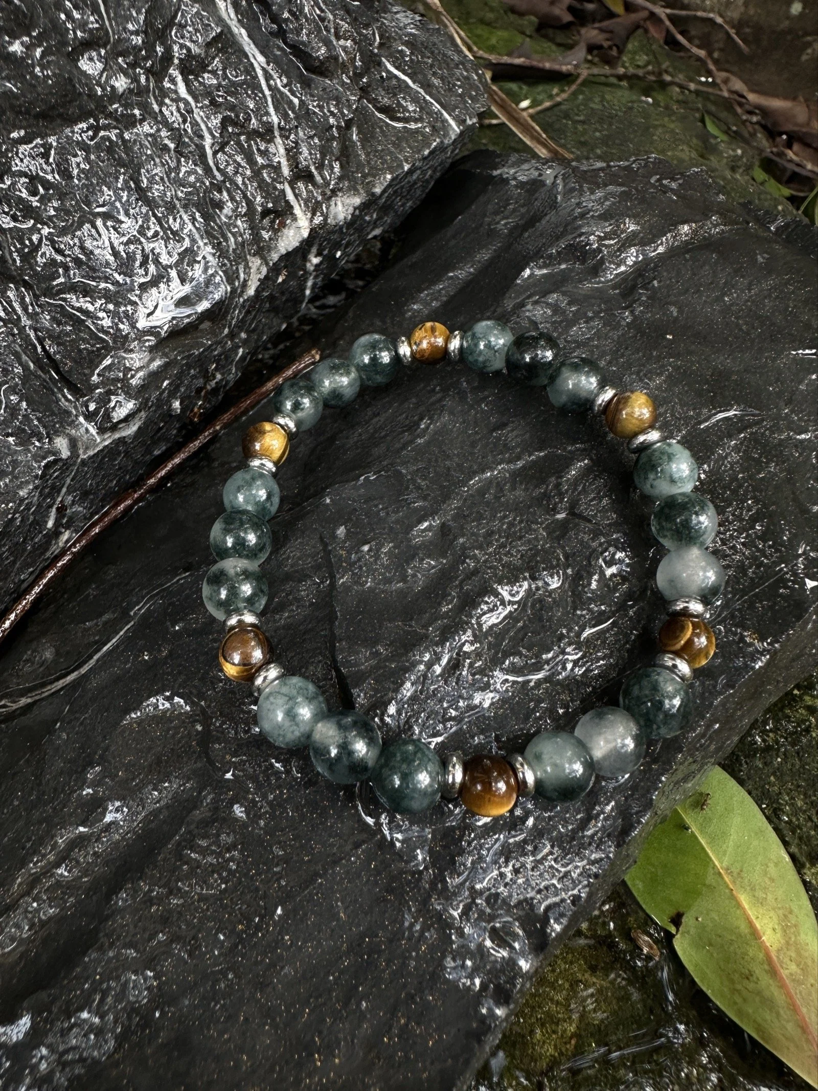 Moss Agate & Tiger Eye Bracelet – Growth & Grounded Strength