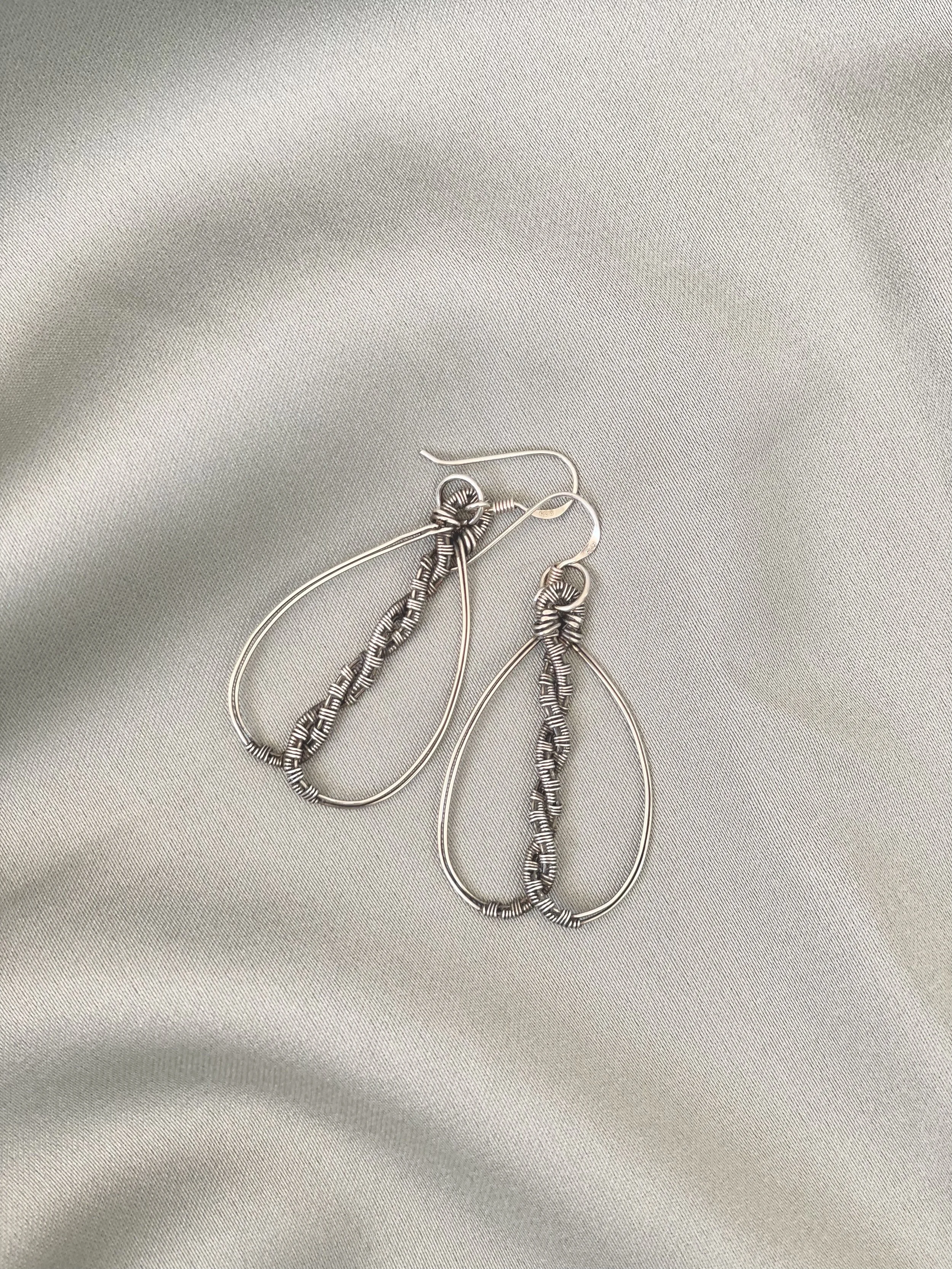 Braided Sterling Silver Drop Earrings – Handmade Artisan Silver Jewelry