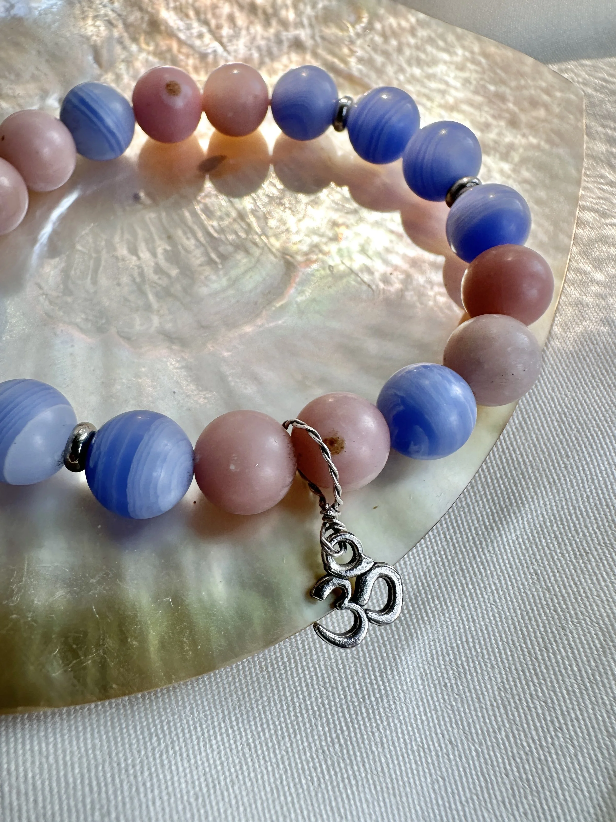 Pink Opal, Blue Lace Agate & Rose Quartz Bracelet – Love, Emotional Healing & Self-Love