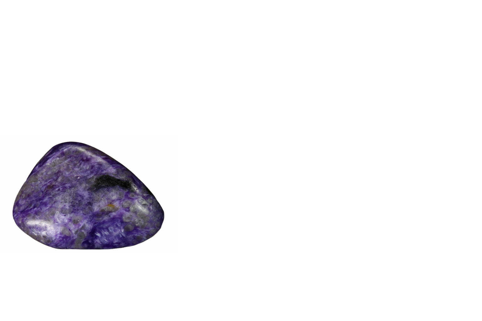 A polished Charoite on a white background.