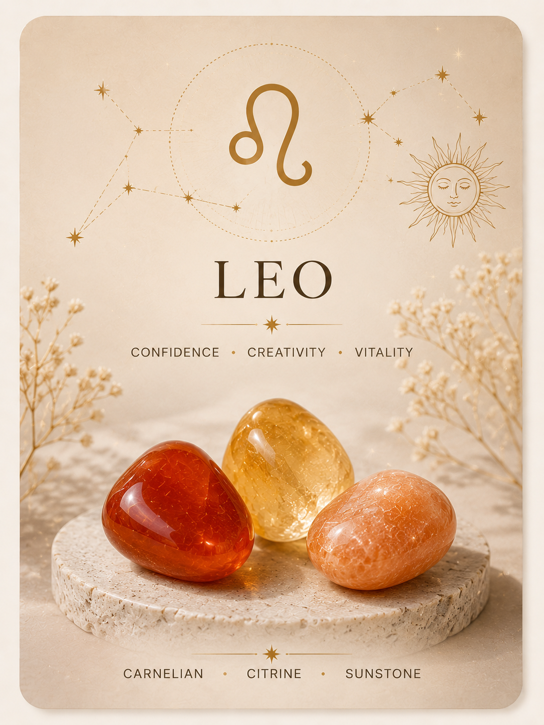 Leo zodiac crystal guide