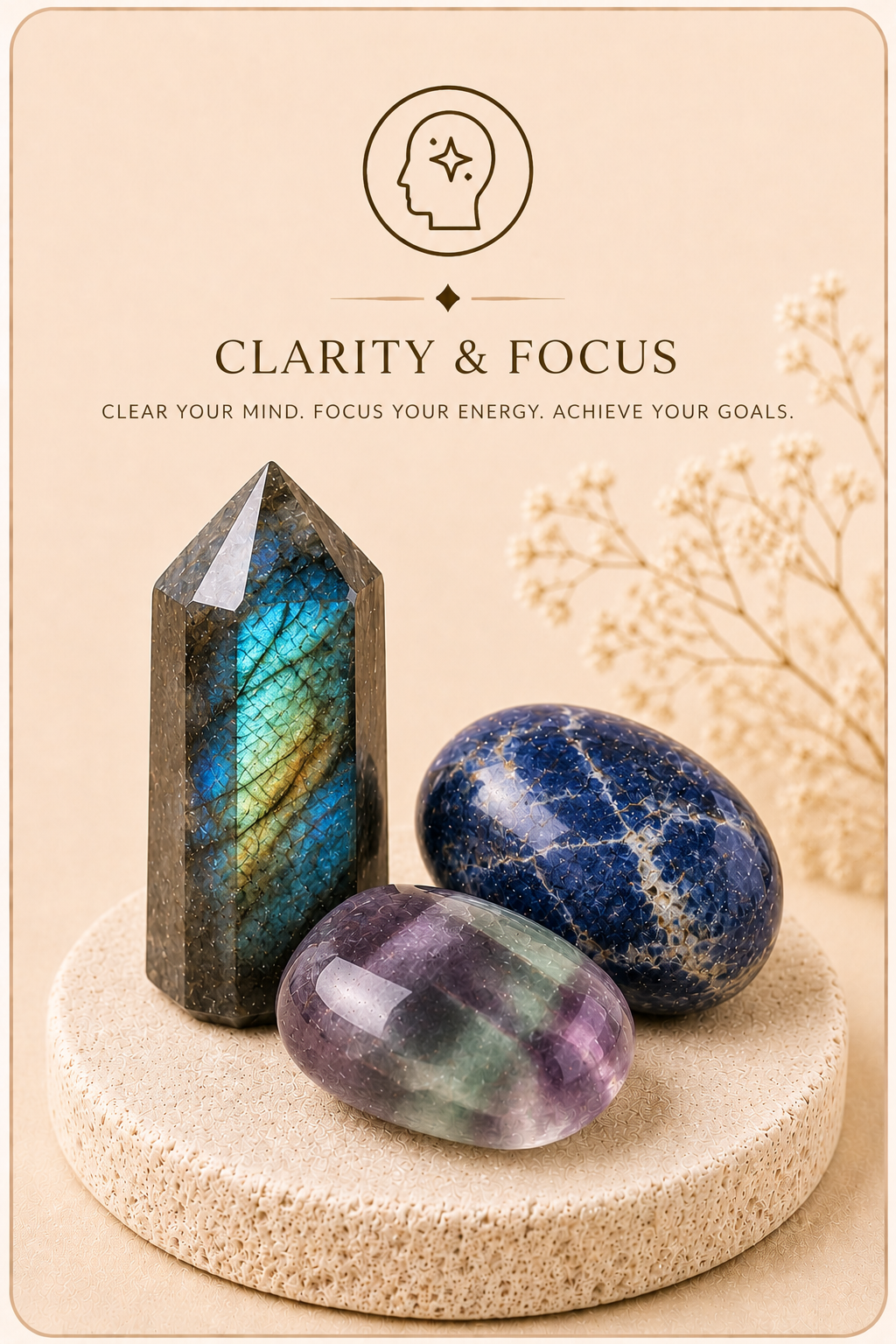 Crystal jewelry designed to encourage mental clarity, concentration and purposeful decision-making.