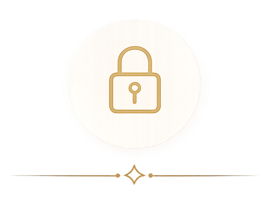 Icon of a gold padlock inside a white circle.