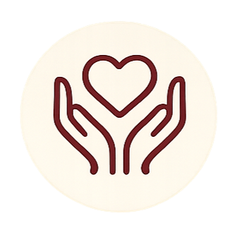 Two hands gently holding a heart outline