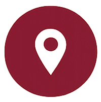 Red map pin icon on a transparent background