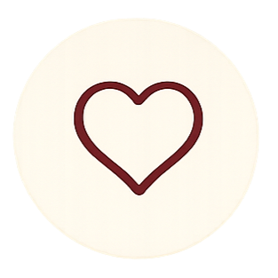 A simple outline of a heart in dark red on a white background.