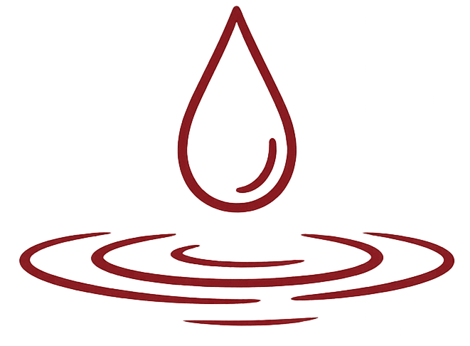 A futuristic red and pink holographic droplet shape emerging from a glowing circular platform.