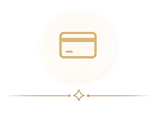 Icon of a credit card on a circular background.