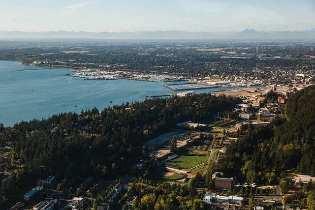 Image of an aerial view of Bellingham, Washington
