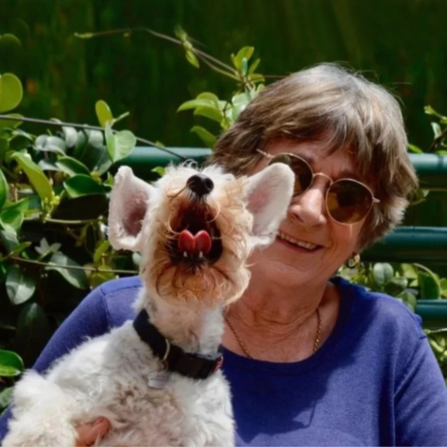 Joan Fallon with her schnauzer Leo.