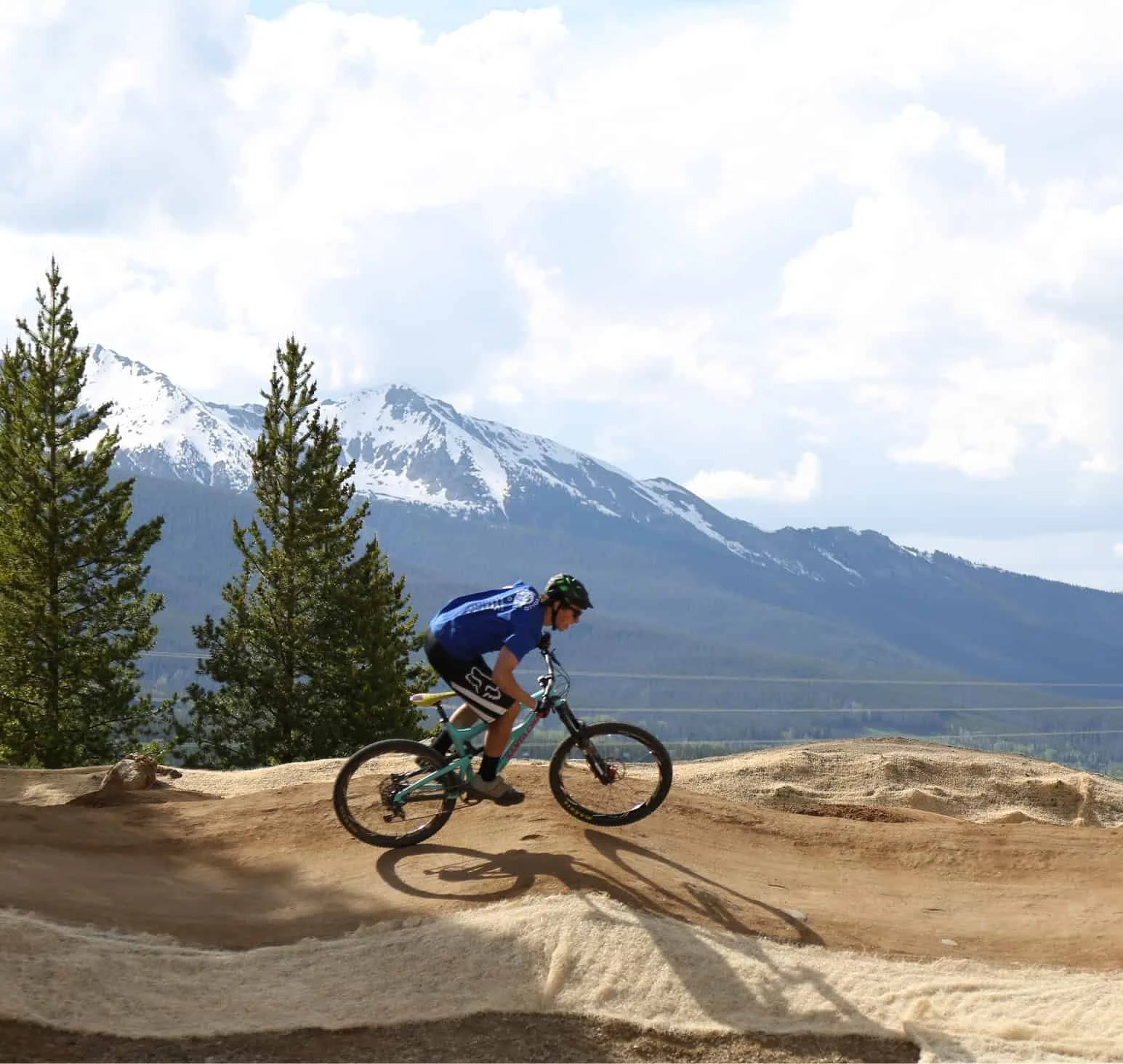 A mountain biker riding a ridge top trail in Breckenridge, Colorado