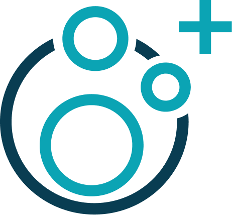 Stylized logo with overlapping circles and a plus sign.