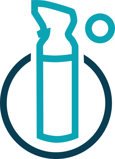 Line drawing of a lit matchstick on a circular background with a flame and a small circle above.