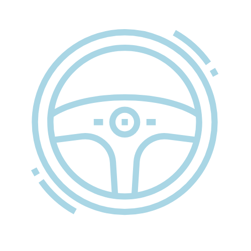 Light blue steering wheel