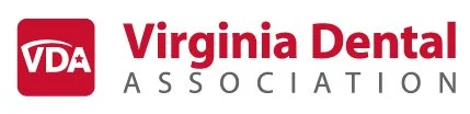 Virginia Dental Association logo with red square and white initials 'VDA' followed by 'Virginia Dental Association' in red and black text.