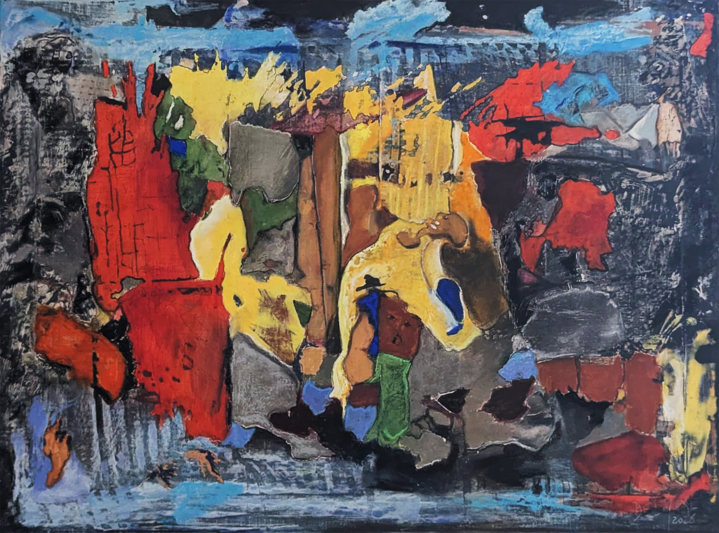 Carnaval, 2026. Pastel sec sur toile, 60 × 80 cm.