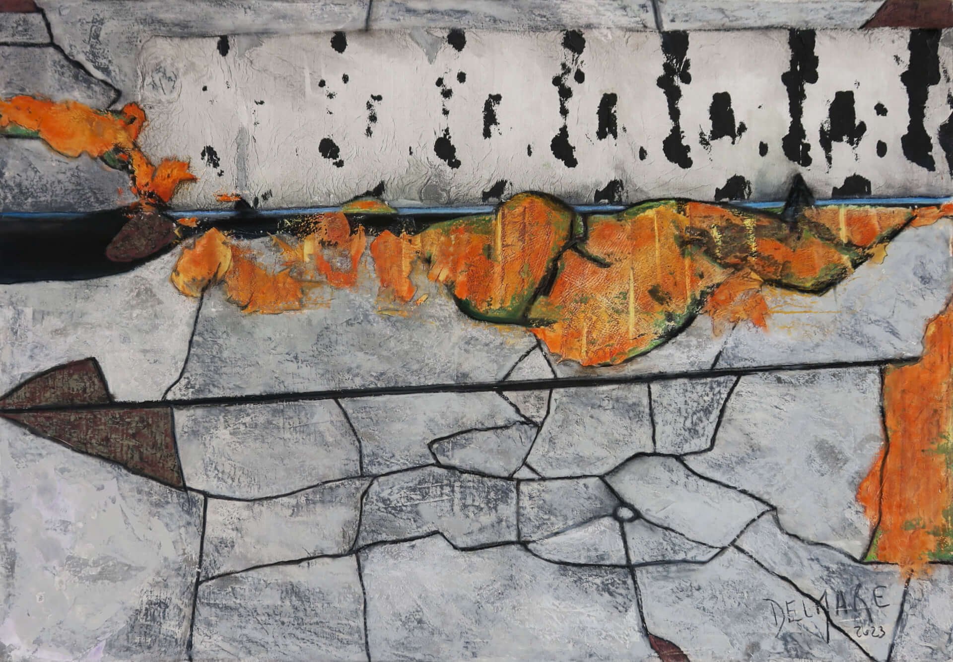 Fissure, 2023. Pastel sec sur toile, 130 × 89 cm.