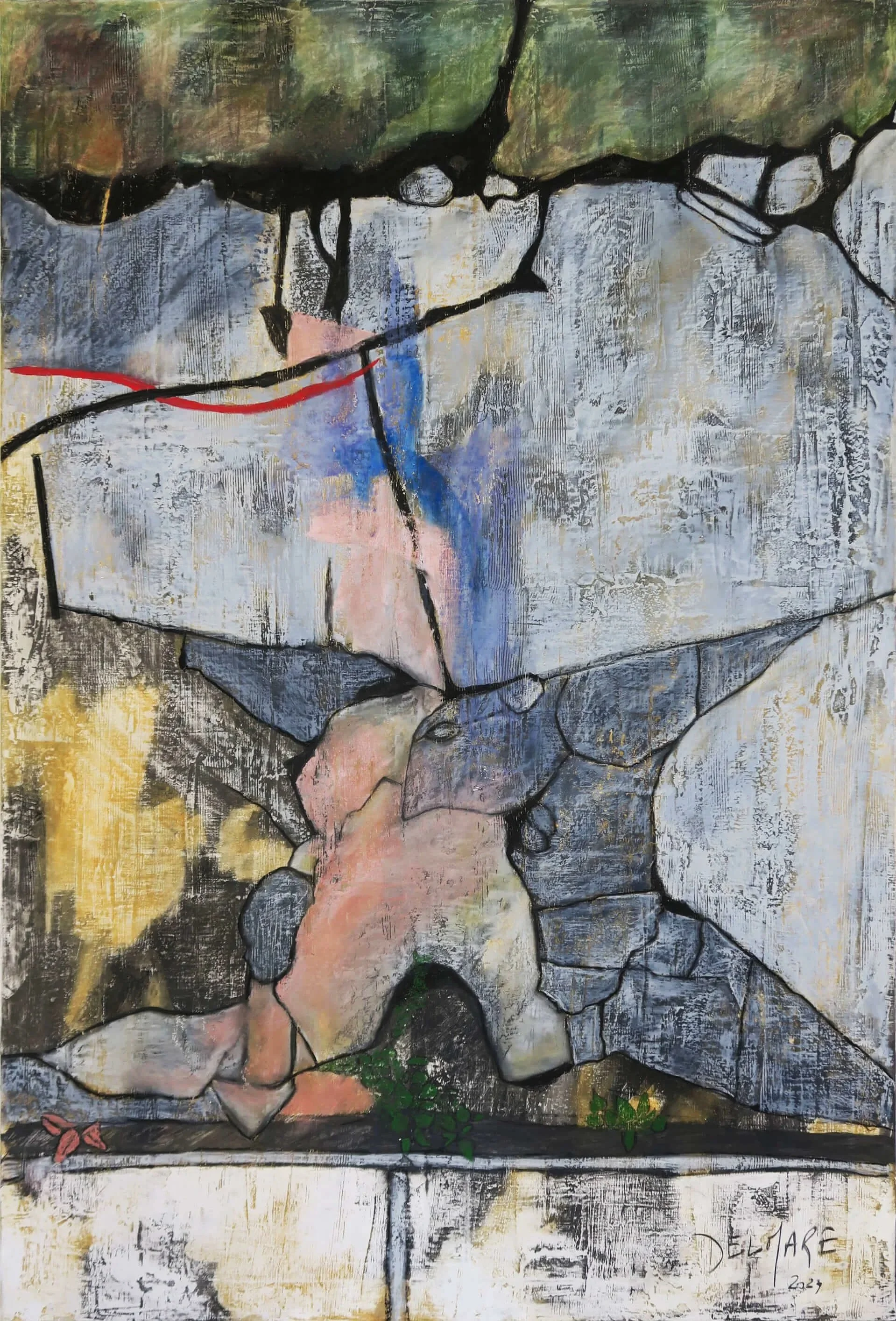 Accotement, 2023. Pastel sec sur toile, 192 × 130 cm.
