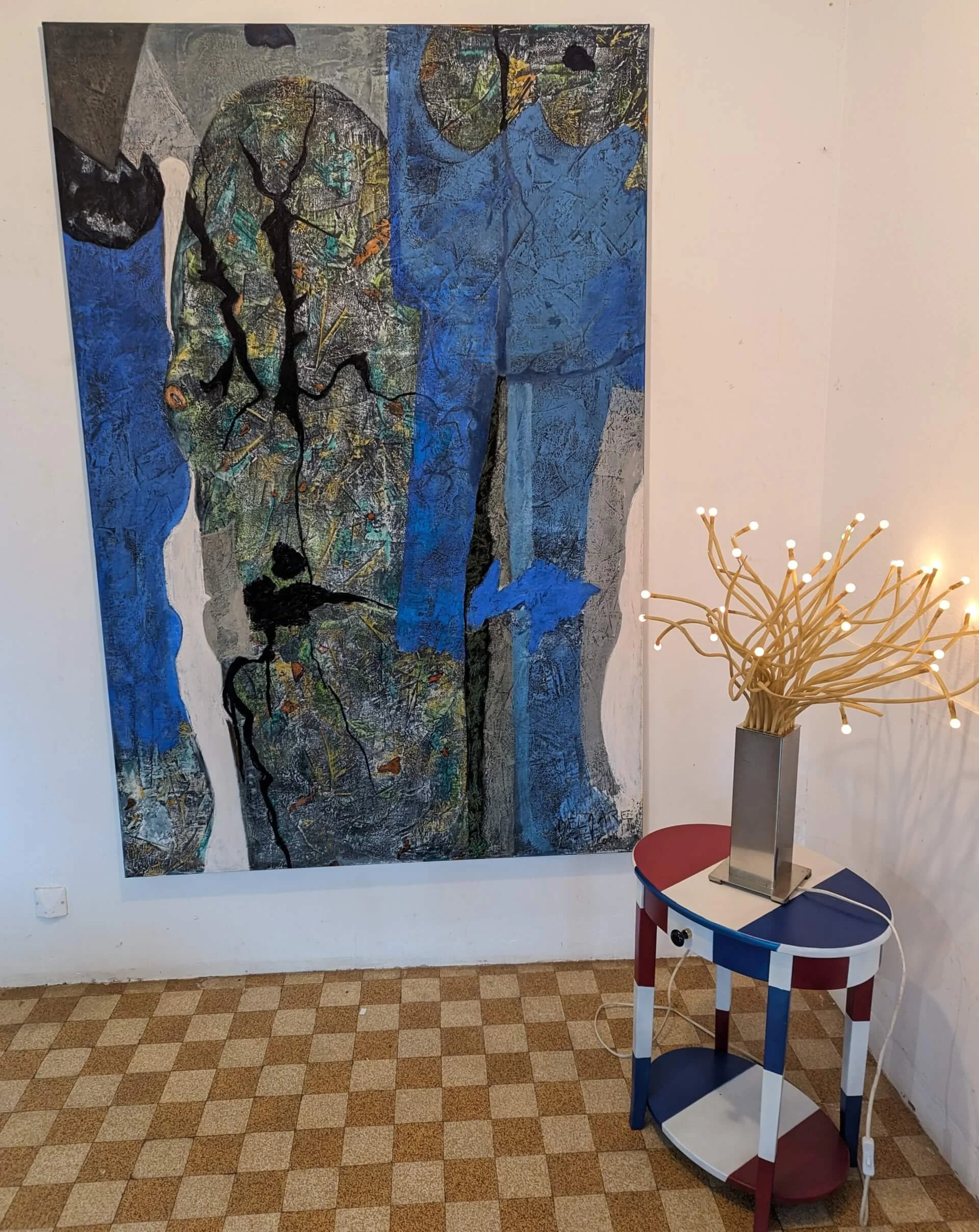 Encéphalogramme. Pastel sec sur toile, 200 × 130 cm.