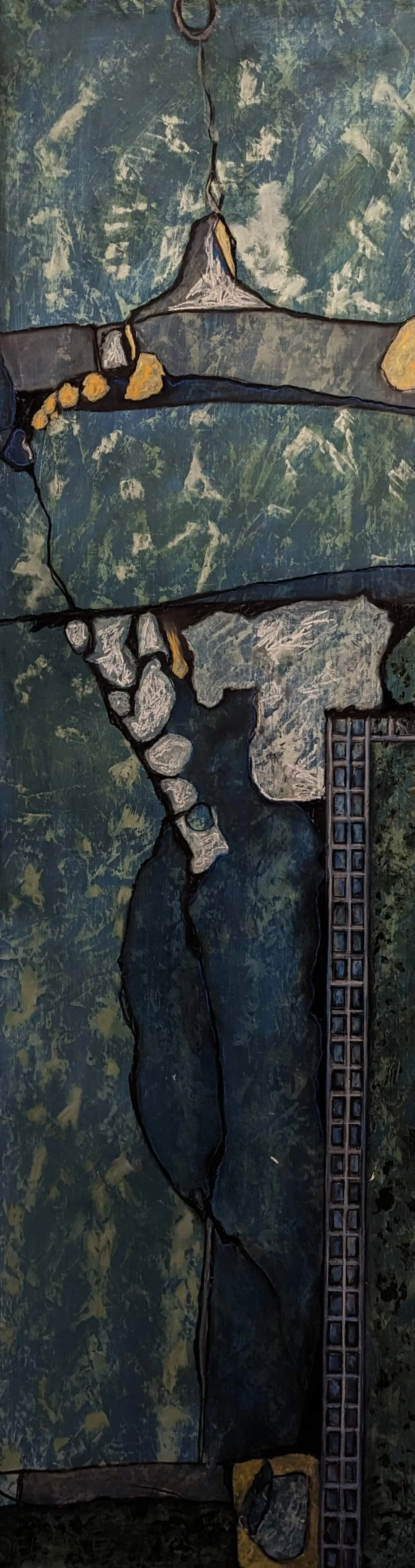Petite promenade dans Paris II. Pastel sec sur toile, 200 × 57 cm.