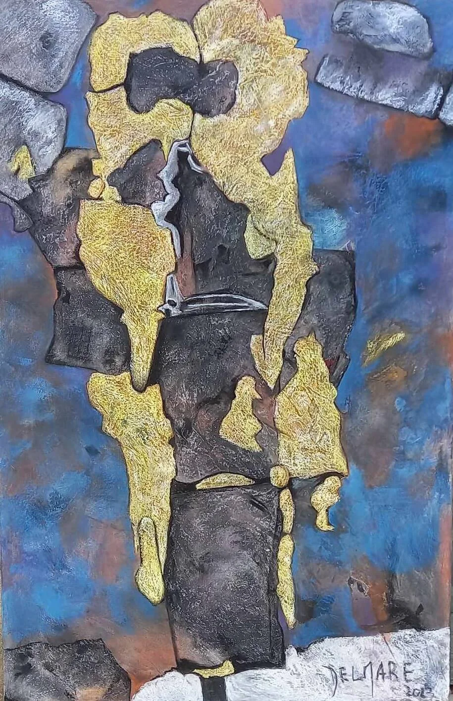 Passage clouté, 2023. Pastel sec sur toile, 150 × 100 cm.