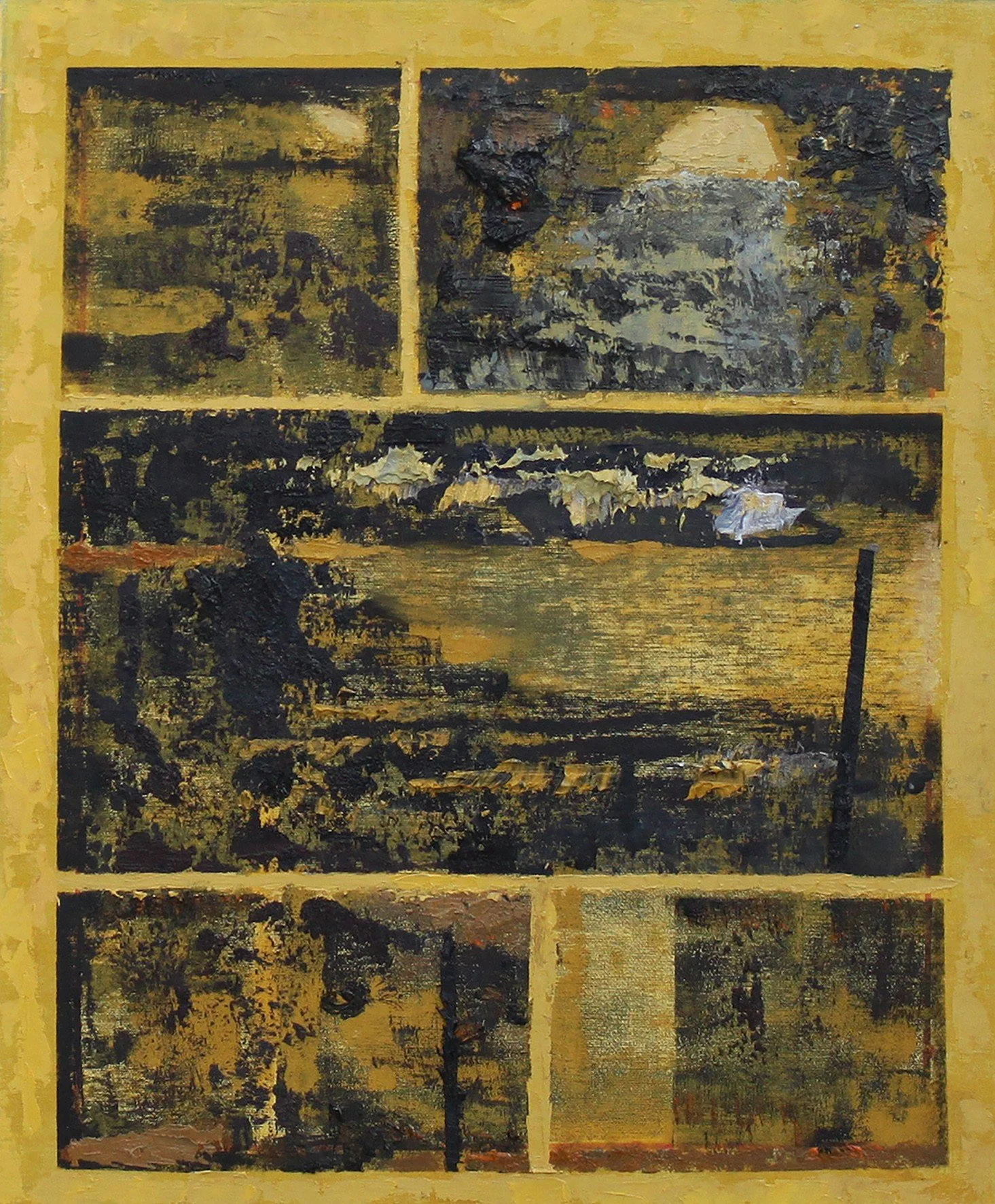 Twilight Zone Ochre, 2025. Huile sur toile, 46 × 38 cm. Miško Pavlović