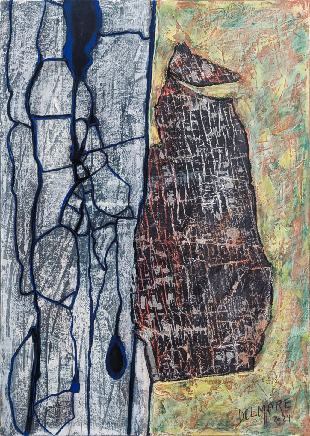 Empreinte, 2024. Pastel sec sur toile, 70 × 50 cm.