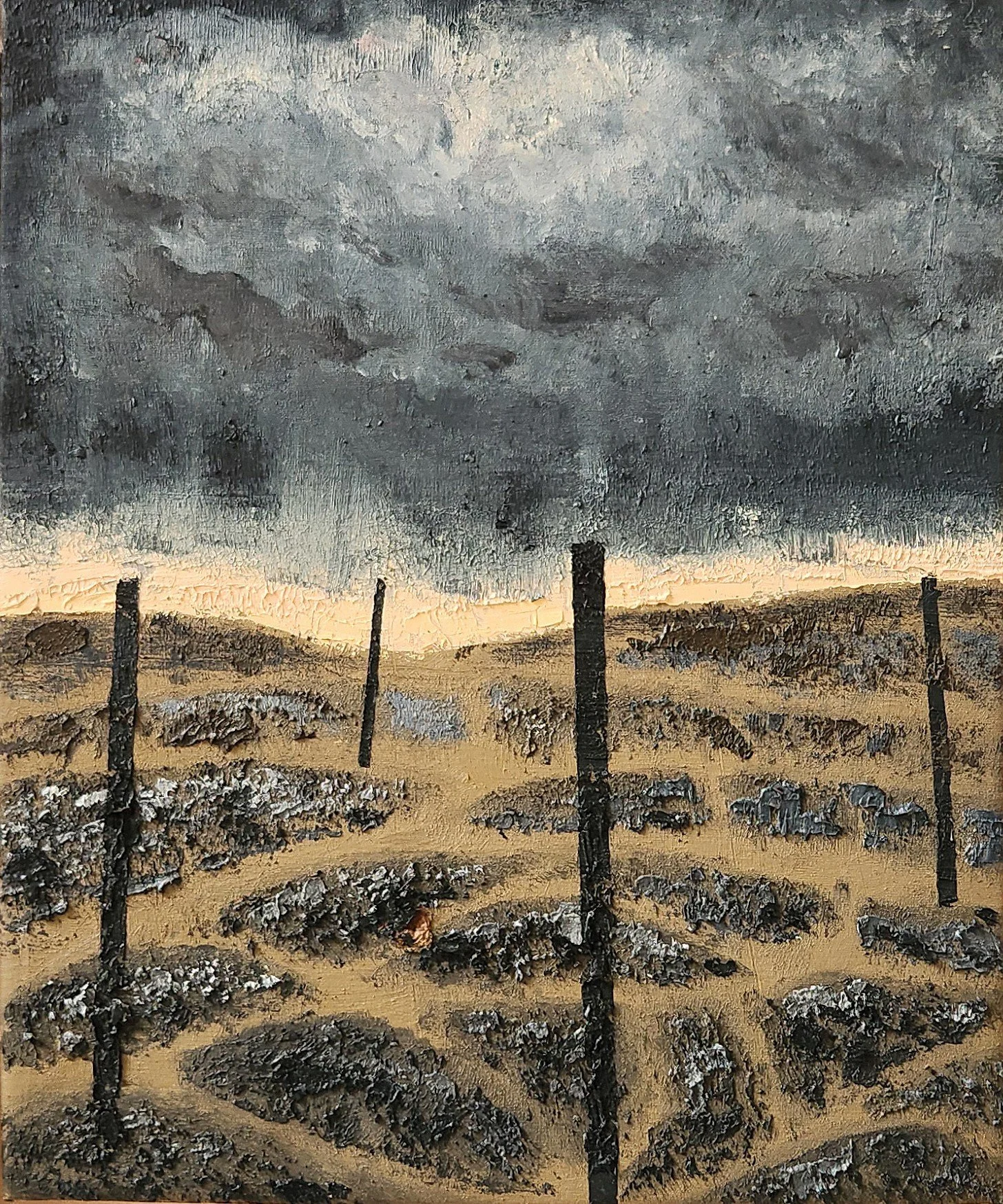 The New Dawn, 2025. Huile sur toile, 46 × 38 cm. Miško Pavlović