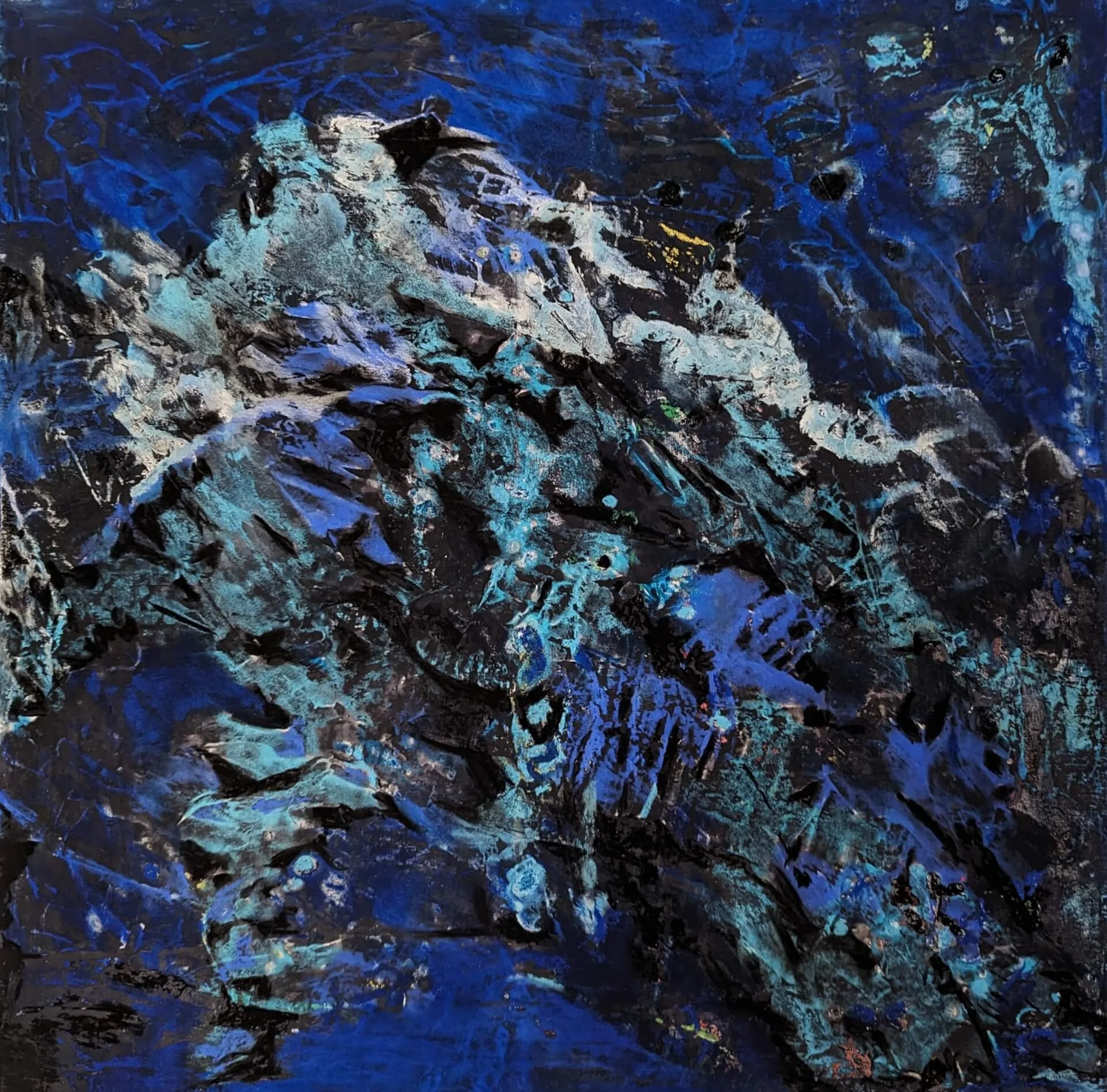 Trace lunaire. Pastel sec sur toile, 60 × 60 cm.