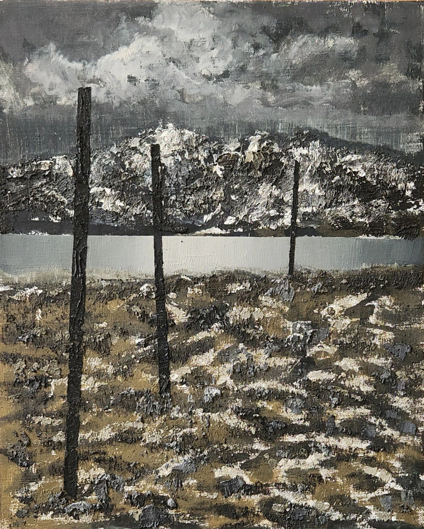 Anghara, 2025. Huile sur toile, 46 × 38 cm. Miško Pavlović
