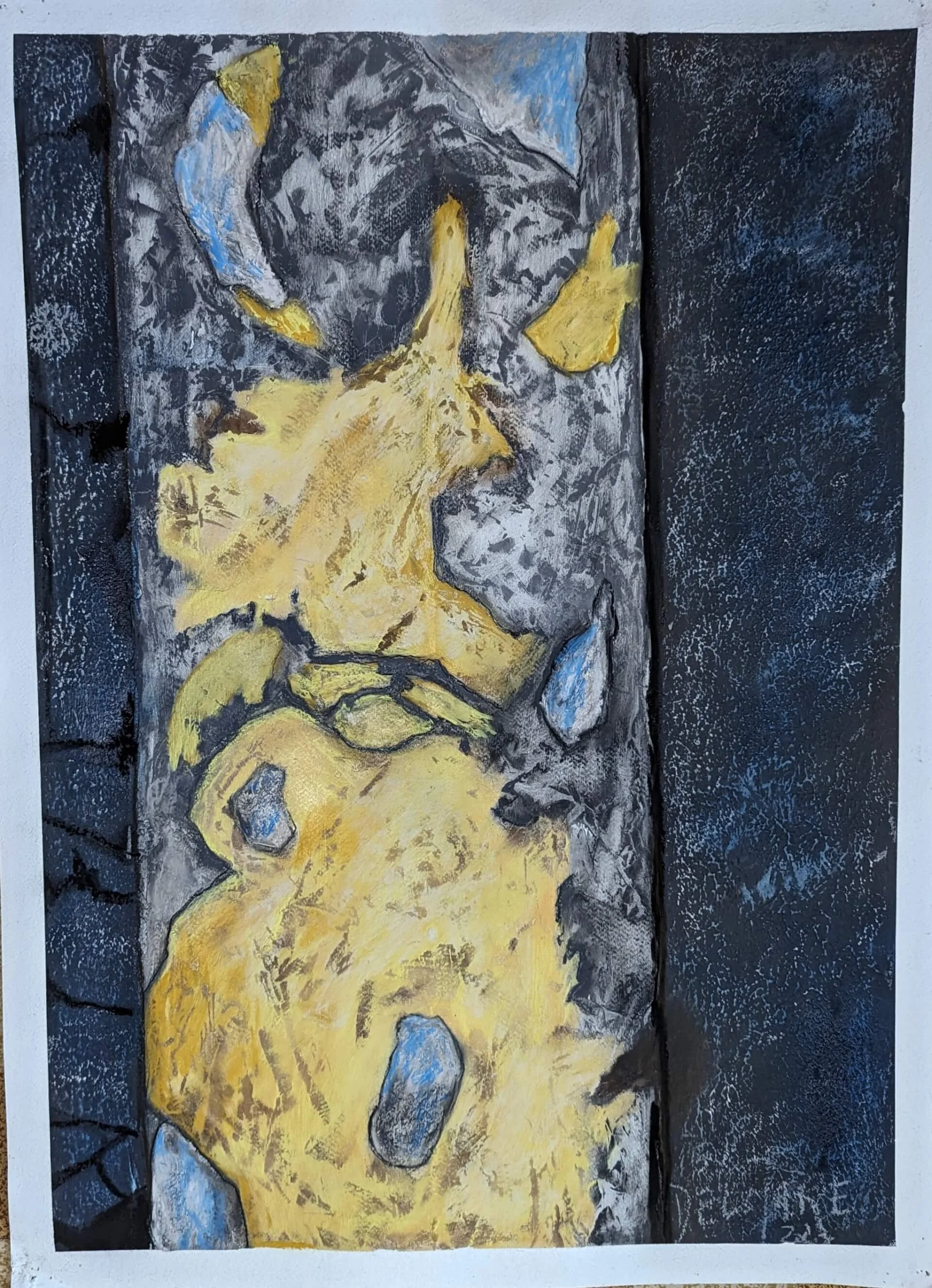 Hurlement. Pastel sec sur papier, 70 × 50 cm.