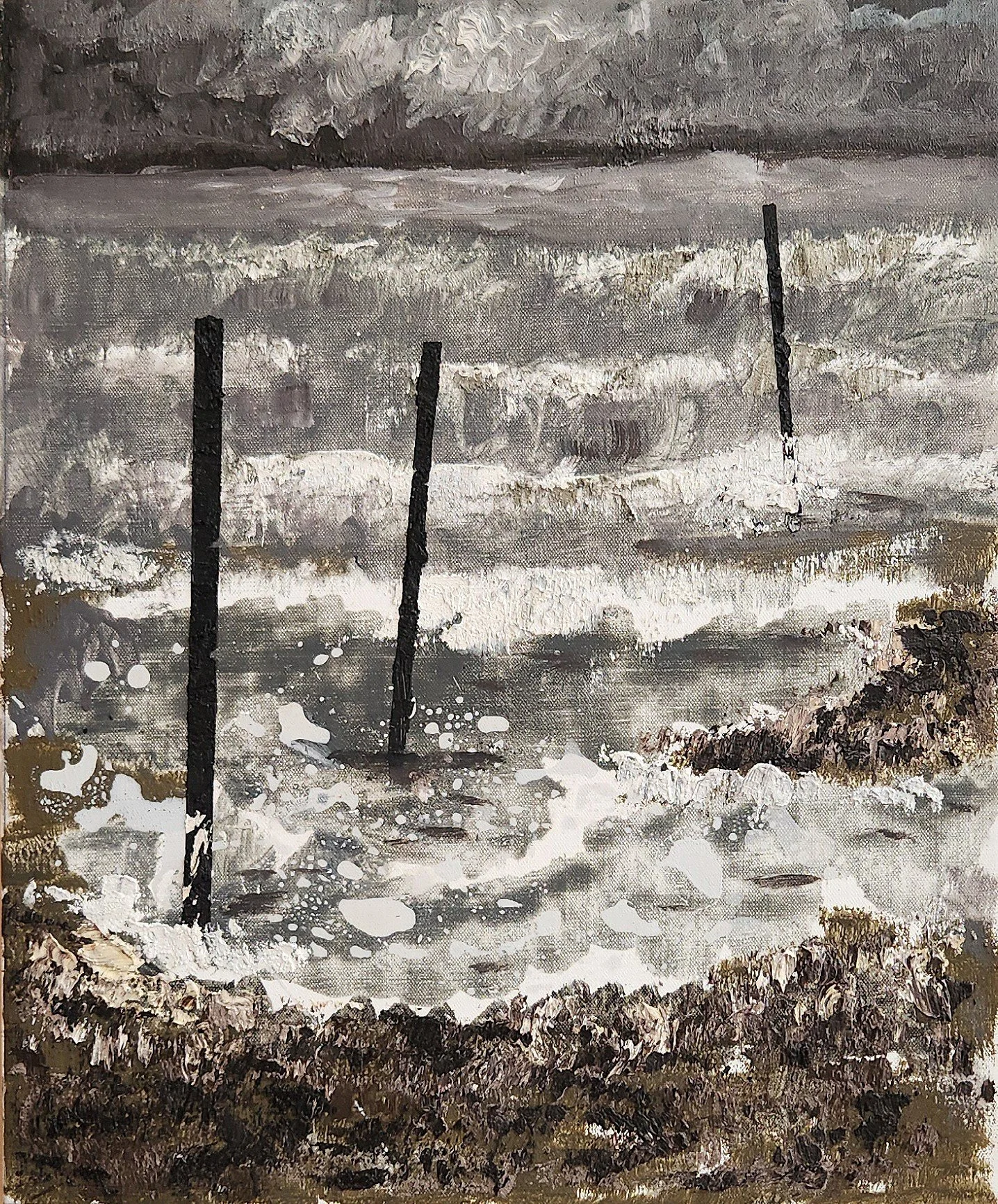 Atlantic Coast, 2025. Huile sur toile, 46 × 38 cm. Miško Pavlović