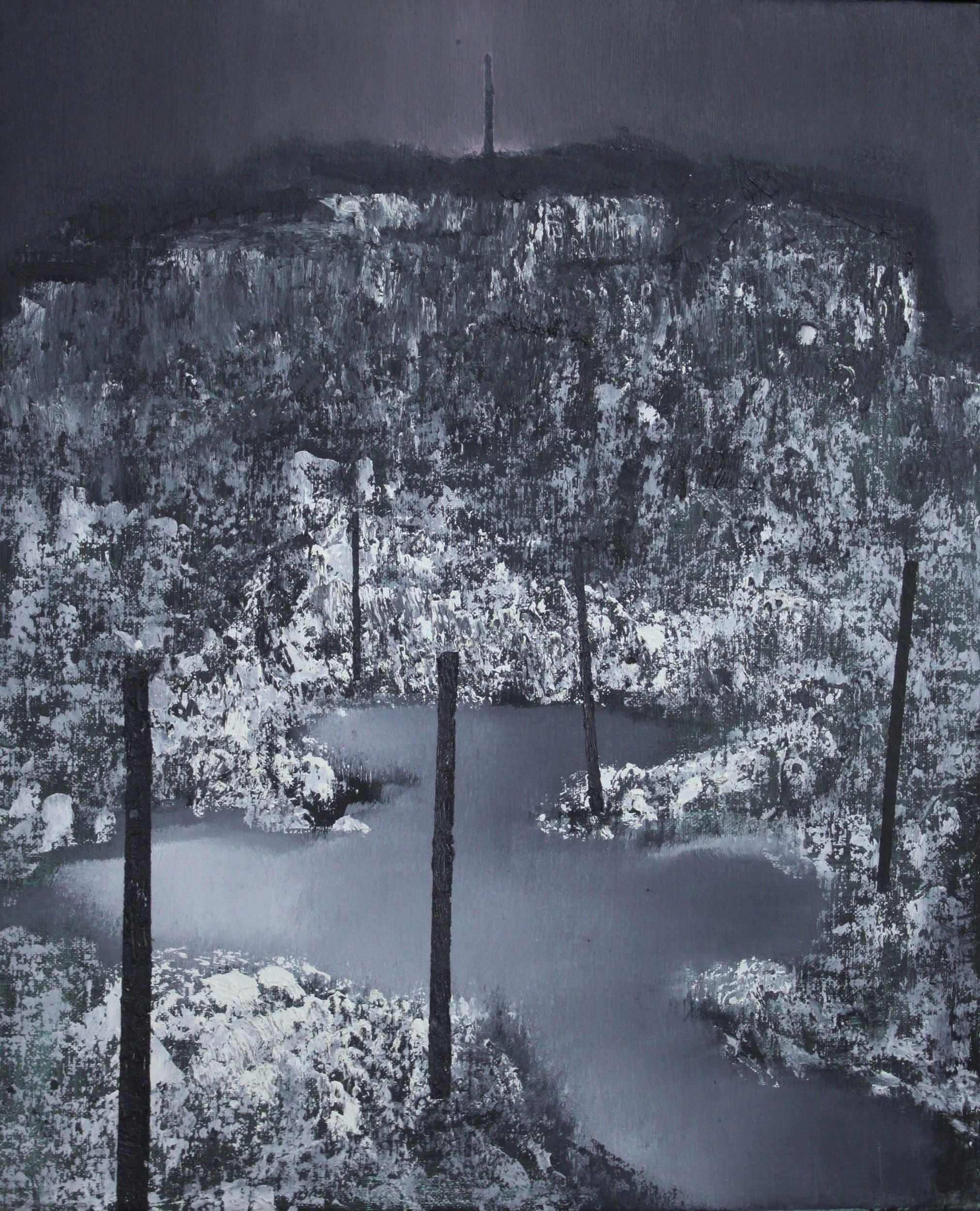 Night on Bald Mountain, 2022. Huile sur toile, 46 × 38 cm. Miško Pavlović