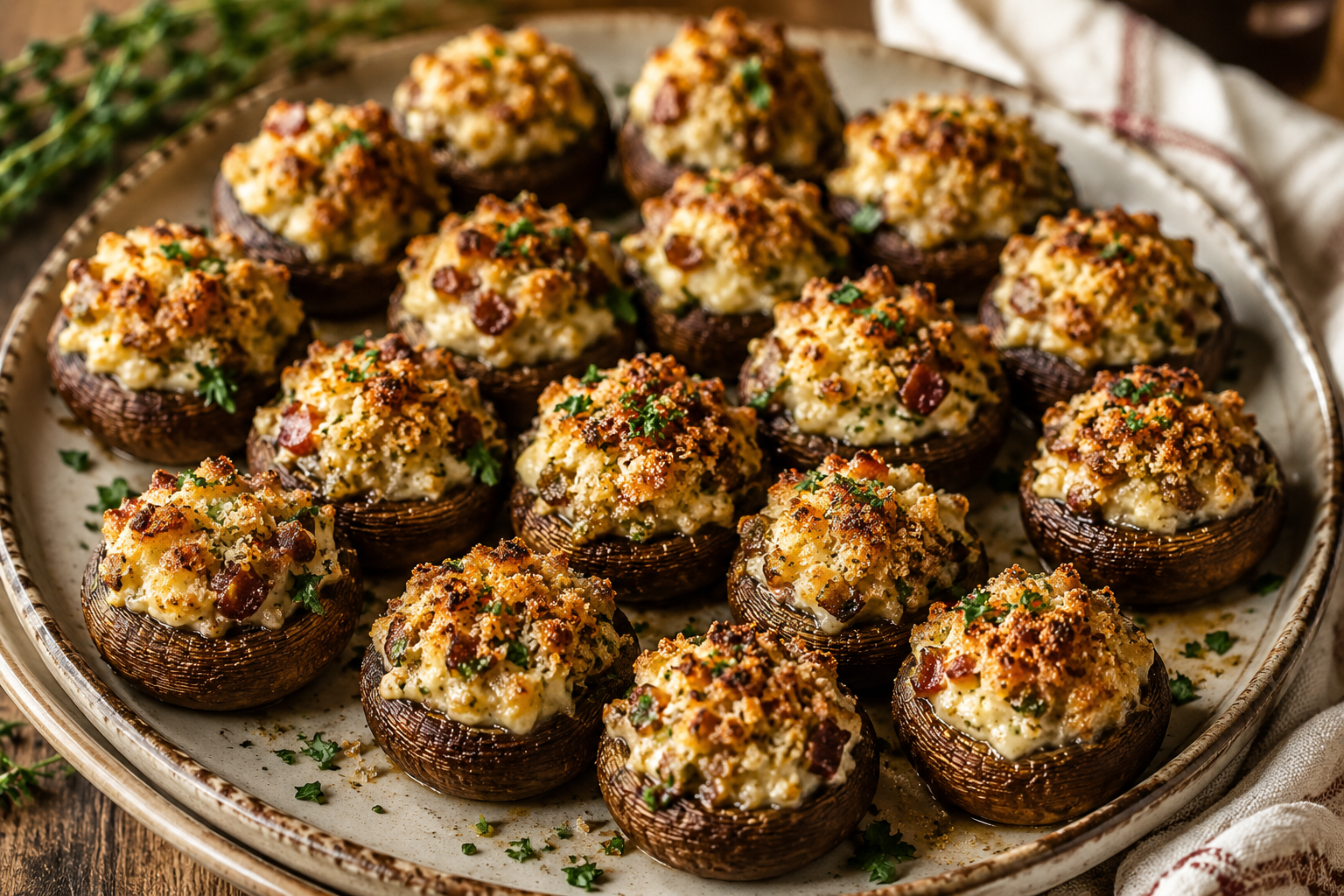 Rustic Cream Cheese Stuffed Mushrooms