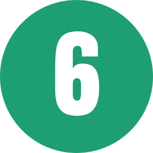 Green circle with a large white number 6 in the center.
