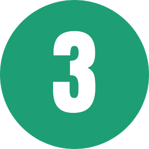 Green circle with the white number 3 in the center.