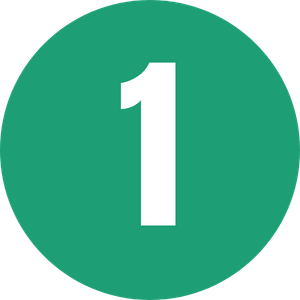 Green circle with a white number one in the center.