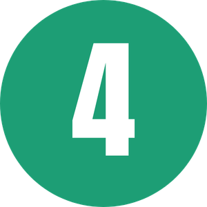 Green circular sign with the white number 4 in the center