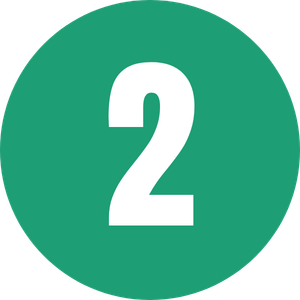 Green circular sign with a white number two in the center