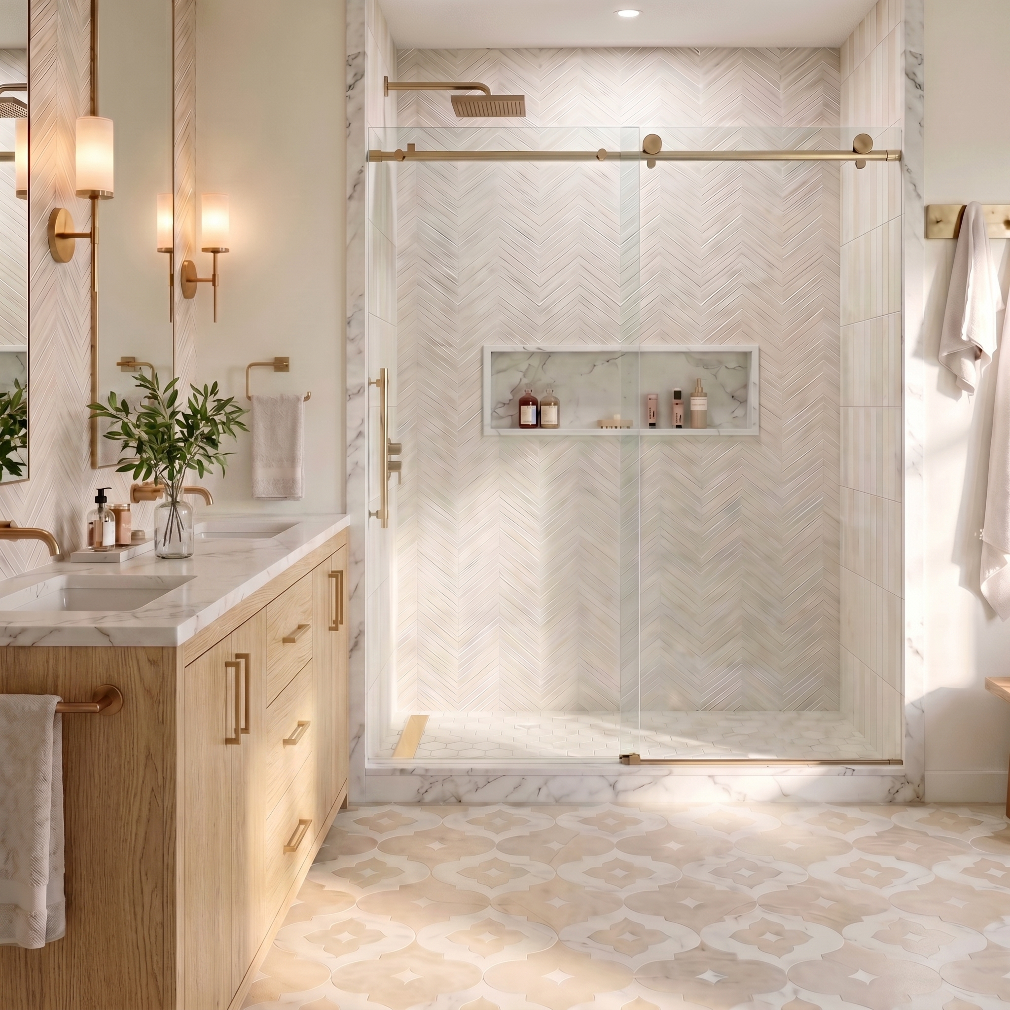 neutral master bathroom