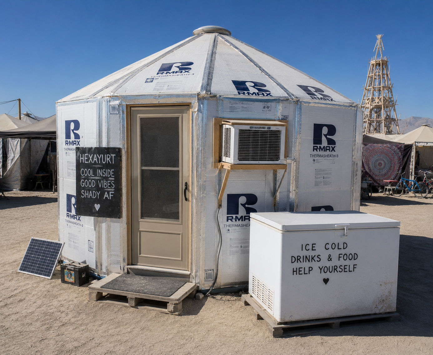 Yurt/Hexayurt full electrical - $500 (freezer/AC/Fridge or any combination