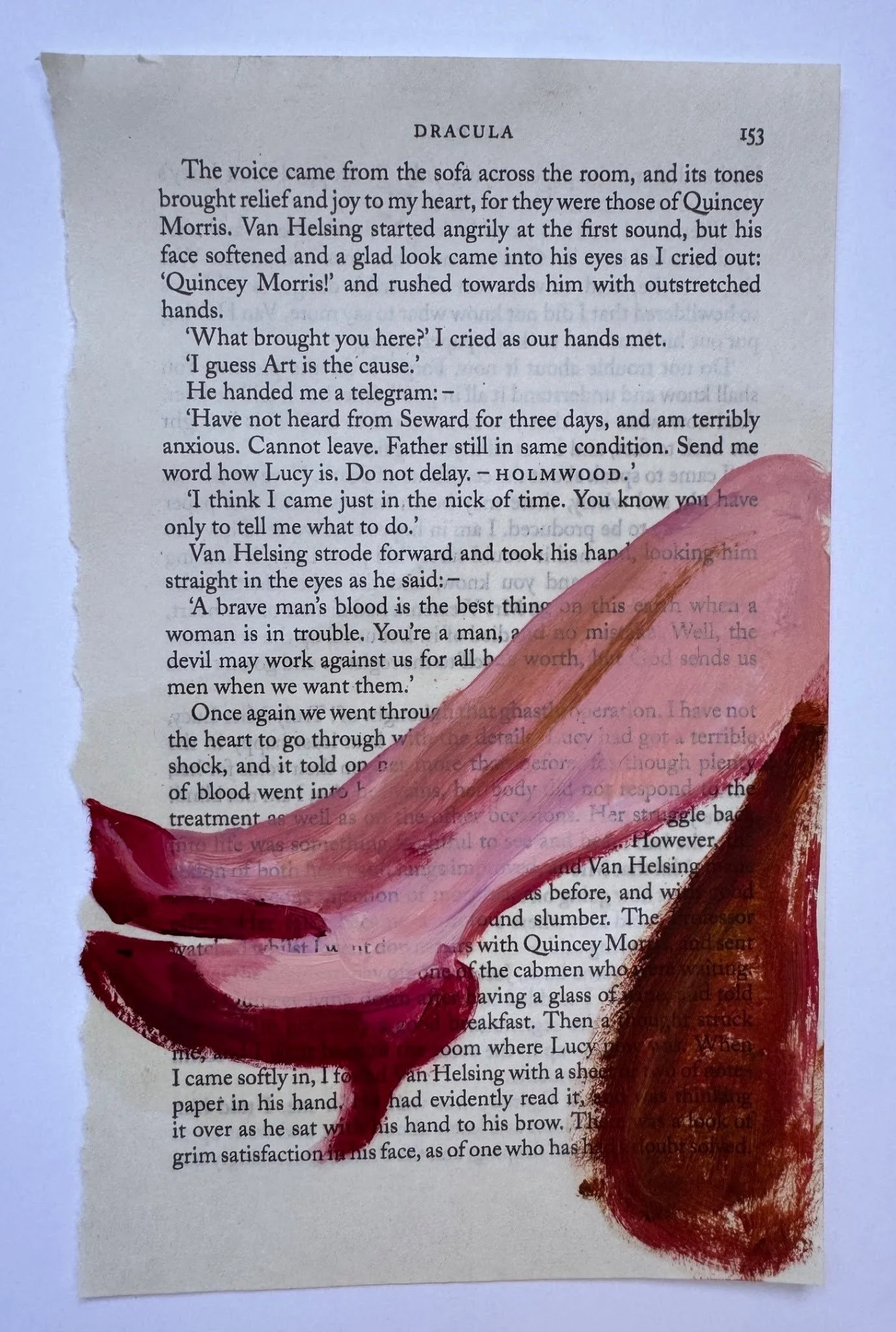"Melt," 2026, Oil on book paper, 8 x 5.25 in